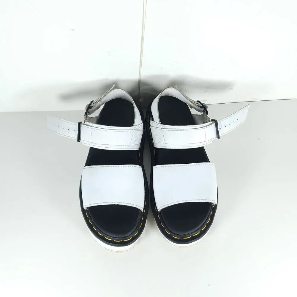 Dr Martens Voss Women's US7 White Hydro Leather Buckle Platform Sandals Shoes - Picture 4 of 16